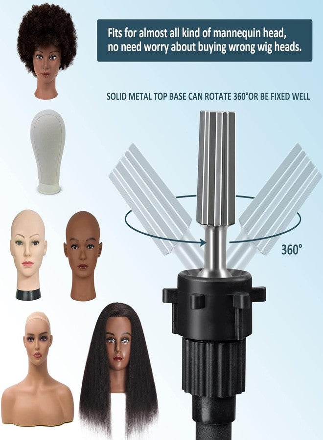 Klvied Wig Stand Tripod Upgraded, Mannequin Head Stand Double Locking, Reinforced Metal Wig Head Stand with Tool Tray, Black (53.5 Inches) - Image 3